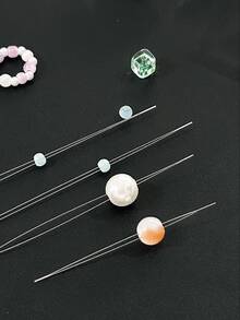 5pcs Beading Needles/Jewelry Making Tools, Eye Needles For Handmade Necklace Stringing, 5.5cm/7.5cm/12.5cm/15cm - Silver - View 2