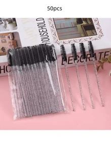 10/20/50/100/200pcs Disposable Flexible Crystal Clear Solid Eyelash Brushes, Easy Lash Extension Makeup Tool, Dual Use For Lashes & Brows, Portable For Women, Suitable As Holiday Gift