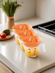 (3 Pack)Durable Plastic  Citrus Juicer - Easy-Read Angled Design, Multi-Function For Lemons/Limes/Oranges, Dishwasher-Safe For Kitchen/Cocktails/Baking - 橘色 - 查看 5