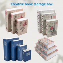 1 pièce Boîte de sécurité en forme de livre créative, boîte de sécurité miniature réaliste de type clé à fleur de rose pour le chevet, tailles standard, moyenne et grande, pour le bureau, la chambre à coucher, etc.