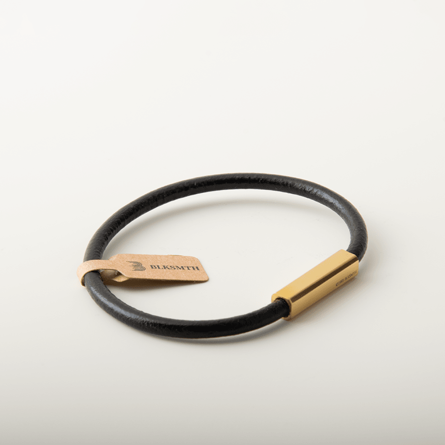 BLKSMTH "Golden Cube" Gold-Plated Leather Bracelet For Women - Gold - View 5