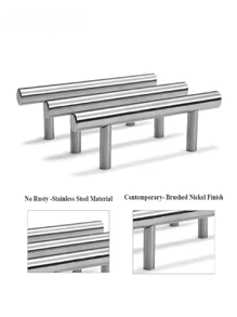 1PC Silver Cabinet Pulls Stainless Steel Kitchen Drawer Pulls Door Handles And Knobs Bathroom Bedroom Furniture Cabinet Handles - Silver - View 6