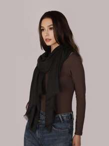 1pc Women's Solid Color Lightweight Silky Feel Large Size Travel Photography Simple Fashion Scarf Shawl Wrap