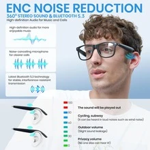 SENBONO AI Smart Glasses With 100+ Language Translator, 100+ Languages, Wireless Calls, Music Control, Voice Assistant, Rechargeable, Black Frame, Ideal For Travel & Office Use, Realtime Language Converter | Sleek Eyewear Design | Highquality Audio