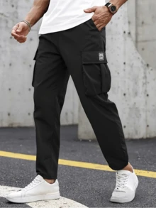 Men's Casual Cargo Pants - Fashionable Straight-Leg, Loose Fit, Multi-Pocket Design, Suitable For Spring And Autumn - Black - View 1