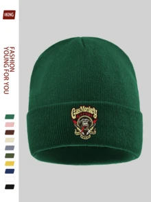 1pc Adventure Exploring Gas Monkey Garage & Cartoon Red Cap Teddy Bear Print Knit Beanie Hat, Unisex Warm Outdoor Cap With Gorilla & Slogan Design For Winter, Elastic Soft Comfortable Ski Hat, Funny Stylish Solid Color Knitted Cap For Skiing, Cycling, Running, Skateboarding, Fitness, Gifts For Dad, Grandpa, Halloween, Christmas - A - View 21