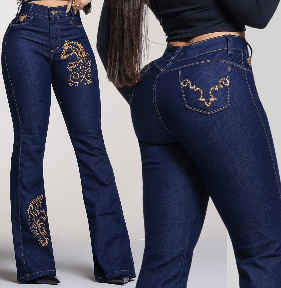 Women's Country Jeans With Elastane Daily - Dark Embroidered - View 1