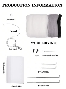 1 Set Beginner's Cat-Themed Wool Felt DIY Kit, Includes Wool Materials, Basic Accessories And Instructions For Handmaking Felt Toys And Decorations