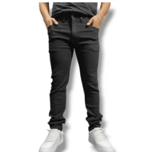 Pantalón Negro Hombre Skinny Men Tubo Strech Mezclilla Liso Entubado - Negro - Ver 2