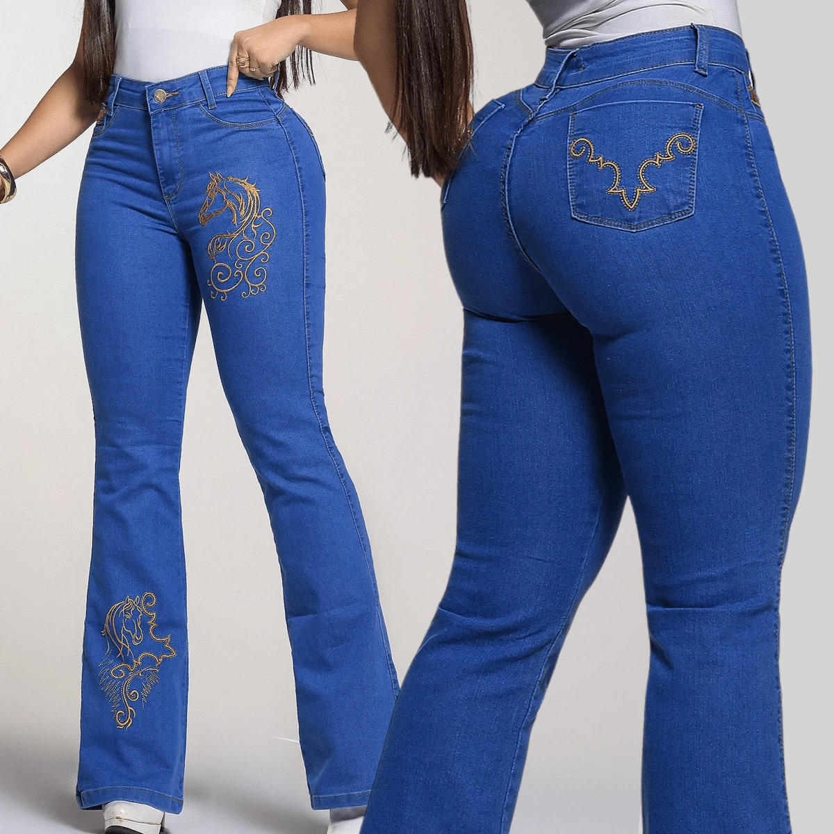 Women's Country Jeans With Elastane Daily - Clara Embroidered - View 1