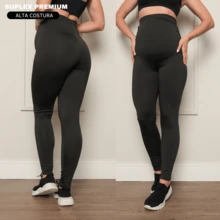 Maternidade Legging Atléticas Gestante Cós Alto Calça Blackout - Preto - Visão 2