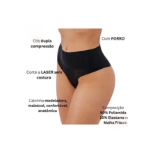 Kit 3 Calcinhas Cos Alto Sem Costura Corte Laser -5 CM