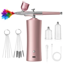 30PSI High Pressure, Anti-Clogging Airbrush Kit With Compressor - Corded Rechargeable, Includes 0.3mm Nozzle And Cleaning Brush, Suitable For Painting, Cake Decorating, And More - Pink - View 7