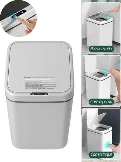 Lixeira Automática Inteligente 17/20 Litros Anti Odor Sensor Banheiro Cozinha Casa Escritorio