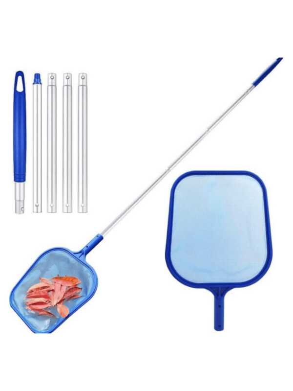 Pool Skimmer Net With Telescopic Aluminum Pole - Heavy Duty Fine Mesh Leaf Rake For Swimming Pools, Spas, Hot Tubs, Ponds | 3-Section Extendable Handle, Durable Plastic Frame, Easy Clean & Storage