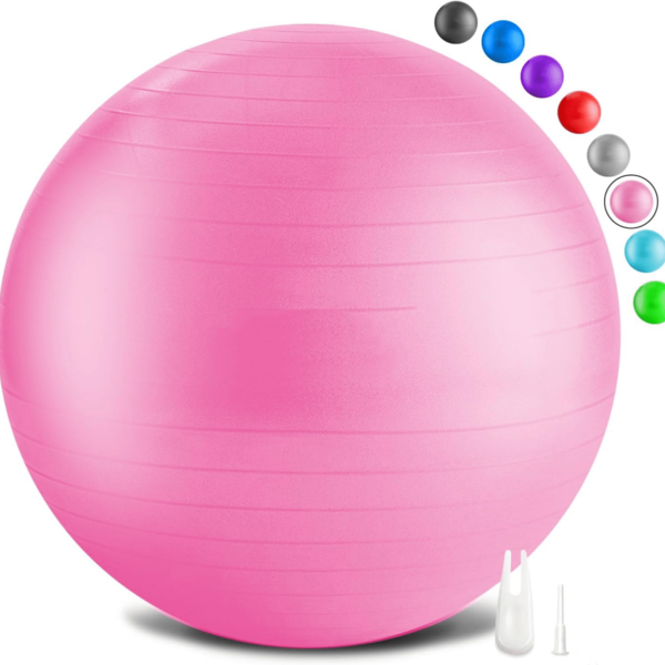 5 Sizes Yoga Ball, Fitness Ball, Birthing Ball For Pregnant Women, Physical Therapy, Balance, Stability, Workout, Office Ball Chair, With Quick Pump, Multi-Color