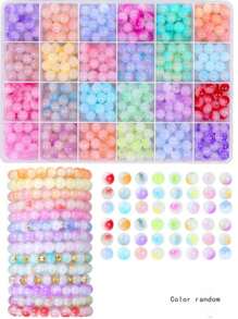 1 盒 8 毫米双色渐变玻璃珠珠宝制作套件，适用于 DIY 手镯、项链、耳环、工艺品和礼品（颜色随机）