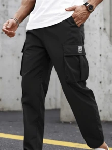 Men's Casual Cargo Pants - Fashionable Straight-Leg, Loose Fit, Multi-Pocket Design, Suitable For Spring And Autumn - Black - View 2