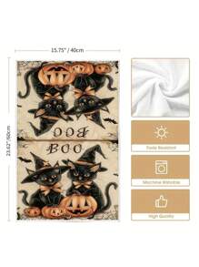 2 piezas/4 piezas/12 piezas Toallas de cocina con estampado de bruja y gato negro para Halloween, toallas de baño con estampado de bruja y gato negro para Halloween, toallas para fiestas al aire libre de Halloween, decoración del hogar de Halloween, estilo moderno, secado rápido, material de microfibra súper suave, rectangular, 15.75IN*23.62IN/40*60CM con estampado digital, adecuado para decoración de fiestas al aire libre, regalos de vacaciones de Halloween