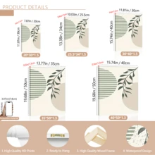 3pcs/Set Modern Wall Art Poster, Boho Soft Color Abstract Canvas Prints, Green Geometry Plant Art, Botanical Poster, Sage Green And Beige, Neutral Tones, Minimalist, Bohemian Art, Framed Or Unframed, Room Decor, Home Decor, College Dorm Apartment Decor, Gifts For Wall Decoration In Hotel, Home, Living Room, Bedroom, Bathroom And Office - Multicolor - View 9