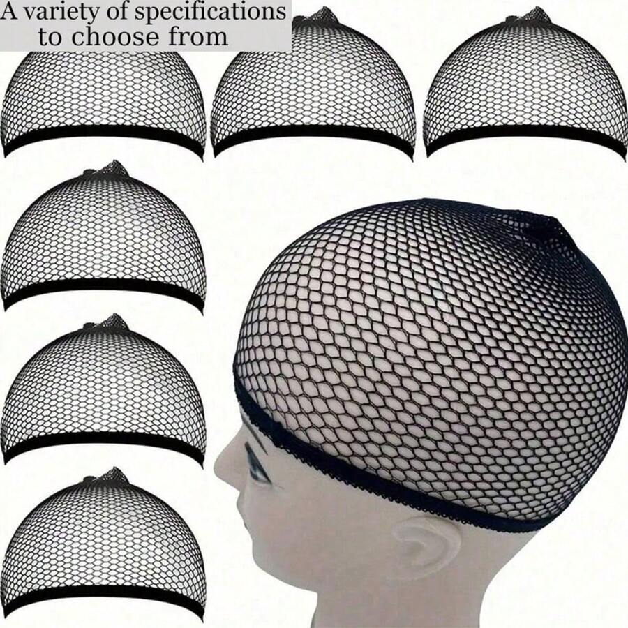 1/2/3/4/5/6/10件黑色假发帽，透气网眼假发帽，男女通用网眼假发帽，假发网，黑色防滑透气弹力尼龙假发帽套装，长假发帽，可拉伸高弹力耐用假发网，假发护理套装，假发配件