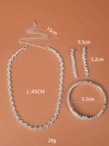 4 Piezas/set Collar Con Diseño De Ondas De Agua, Accesorio De Vestir Versátil Para Mujer - Plateado - Ver 2