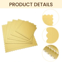 10pcs Square Gold Cake Boards, Fan-Shaped Edge Oil-Proof Disposable Cake Bases - Thickened Bottom Baking Trays, Suitable For Wedding Birthday Cake Supplies, Pizza Base Cake Plate Accessories - Gold - View 8