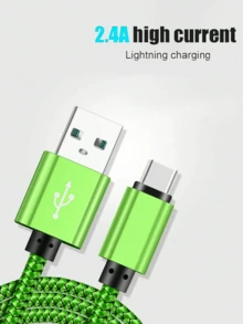 1pc USB-C Fast Charging Cable [3.3ft/6.6ft/10ft] USB-A To C Nylon Braided Charging Cord, Compatible With Samsung Galaxy S25 S24 S23 S22 S21 S10, Note 20 10 9 A51 G8 G7, Pixel, And Other USB-C Devices - Mint Green - View 3