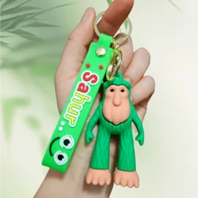 1pc Italian Brainrot Shanhaijing Keychain, Funny Wooden Man Pendant, Tralala Shark Plush Doll, Creative Novelty Item, Backpack Accessory, Stress Relief Gift, Chinese Style Present For Students