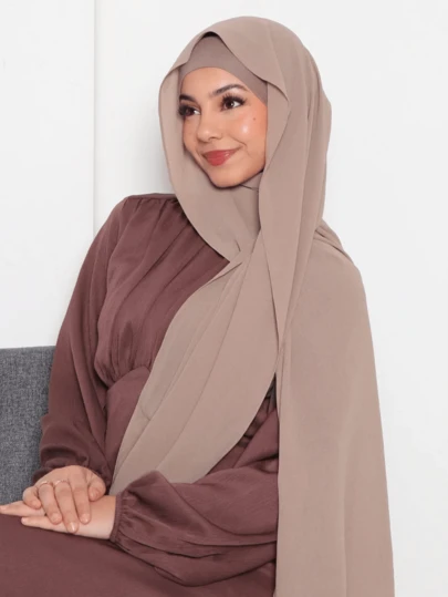 1pc Women's Solid Color Chiffon Scarf, Minimalist Elegant Hijab,Beach,Holiday