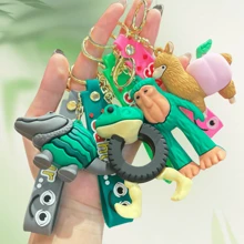 1pc Italian Brainrot Shanhaijing Keychain, Funny Wooden Man Pendant, Tralala Shark Plush Doll, Creative Novelty Item, Backpack Accessory, Stress Relief Gift, Chinese Style Present For Students