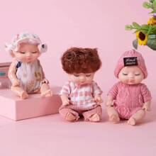 4英寸（约10.2厘米）迷你娃娃，逼真婴儿娃娃，动物服装，可爱婴儿礼物，儿童生日派对（家居风格），草莓生日帽，20厘米娃娃，新生婴儿娃娃 - 多色 - 查看 4