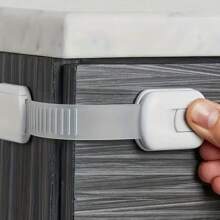 12pcs Baby Cabinet Locks, Child Proof Drawer Locks, Adjustable No Drill Cabinet Locks With Straps, Suitable For Child Drawers, Ensure Child - White - View 8