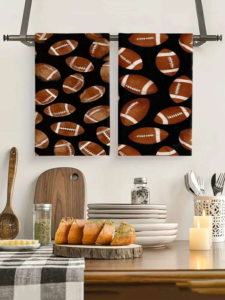 2 piezas/4 piezas/12 piezas Toallas de cocina con temática de fútbol, toallas de baño de decoración de Acción de Gracias, decoración del hogar de Acción de Gracias, estilo moderno, secado rápido, material de microfibra súper suave, patrón de impresión digital de 40*60CM, adecuado para decoración de cocina de otoño, decoración de fiestas al aire libre, regalos de vacaciones de Acción de Gracias, regalos de cumpleaños