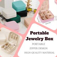 1 Pc Portable Mini Solid Color Jewelry Box - Lightweight And Dust-Proof Design Travel/Home Jewelry Storage Box Great Gift - Pink - View 3