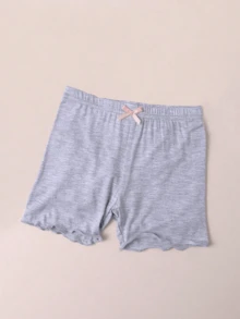 4pcs Girls' Bow Decor Shorts Safety Pants Ruffle Trim Briefs Underwear Loungewear, Suitable For All Seasons