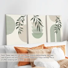 3pcs/Set Modern Wall Art Poster, Boho Soft Color Abstract Canvas Prints, Green Geometry Plant Art, Botanical Poster, Sage Green And Beige, Neutral Tones, Minimalist, Bohemian Art, Framed Or Unframed, Room Decor, Home Decor, College Dorm Apartment Decor, Gifts For Wall Decoration In Hotel, Home, Living Room, Bedroom, Bathroom And Office - Multicolor - View 10