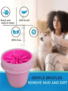 1pc Pet Foot Cleaning Device, Cat & Dog Foot Cleaning Cup, Automatic Foot Washer For Deep Cleaning, Soft & Comfortable, Easy To Disassemble & Clean, Healthy Material, Durable, Anti-Drop & Impact, 360° Rotation For Thorough Cleaning, Providing Better Foot Care Experience For Pets - Multicolor - View 2