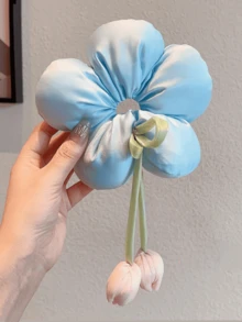 1 件郁金香花朵发圈，女孩发髻发饰，仙女美学发带，适合日常使用，可爱儿童发饰 - 彩色 - 查看 12
