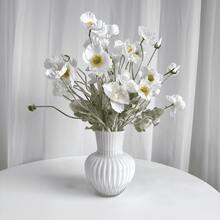1/3/5支装仿真罂粟花，长59厘米，每枝4朵，简约现代风格，可弯曲且不褪色 - 适用于DIY花墙、场景装饰、客厅/卧室花瓶插花、婚礼、派对、桌面装饰。也适用于秋冬季装饰、家居装饰、厨房装饰、婚礼装饰、餐桌摆饰、办公室装饰、花园装饰、户外装饰、生日/毕业礼物、园艺、仿真花 - 白色 - 查看 5