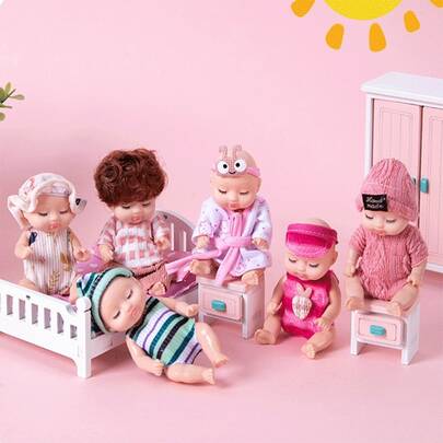 Boneka Mini 4 Inci (Sekitar 10,2 Cm), Boneka Bayi Realistis, Kostum Hewan, Hadiah Bayi Lucu, Pesta Ulang Tahun Anak (Gaya Rumahan), Topi Ulang Tahun Stroberi, Boneka 20 Cm, Boneka Bayi Baru Lahir