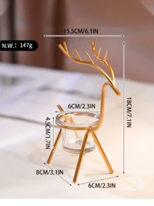Portavelas navideño, Portavelas de ciervo decorativo, Portavelas de ciervo de arte de hierro creativo (vela no incluida), Decoración de mesa para fiesta de Navidad, Regalo para familia y amigos, Decoración de habitación, Decoración del hogar Decoraciones navideñas, Regalos de Navidad