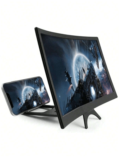 1pc Mobile Magnifying Glass, 12 Inch Curved Mobile Magnifying Glass Upgraded High-Definition 3D Mobile Screen Amplifier Mobile Phone Stand, With Screen Amplifier, Compatible With All Smartphones For Movies And Videos, Foldable Stand Extender, Bringing A Perfect Viewing Experience And Enhancing Your Gaming And Movie Nights.