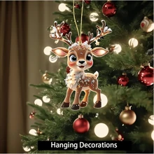 1pc, Holiday Reindeer Decoration - Cute Baby Reindeer Design, Holiday Decoration For Multiple Occasions, Suitable For Christmas Trees And Cars, Universal Party Accessories For Halloween, Christmas, Valentine's Day, Random Color Shipping
