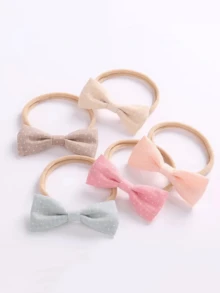 5pcs/Set Cute Star Fabric Bow Baby Headbands, Soft Elastic Princess Hair Accessories Set (Excluding Paper Card) - Multicolor - View 2