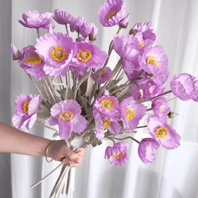 1/3/5pcs Artificial Poppy Flowers, 59cm Length, 4 Flowers Per Stem, Minimalist Modern Style, Bendable And Non-Fading - Suitable For DIY Flower Wall, Scene Decoration, Vase Arrangement In Living Room/Bedroom, Wedding, Party, Tabletop Decor. Suitable For Autumn/Winter Decor, Home Decor, Kitchen Decor, Wedding Decor, Dining Table Centerpiece, Office Decor, Garden Decor, Outdoor Decor, Birthday/Graduation Gift, Artificial Plants