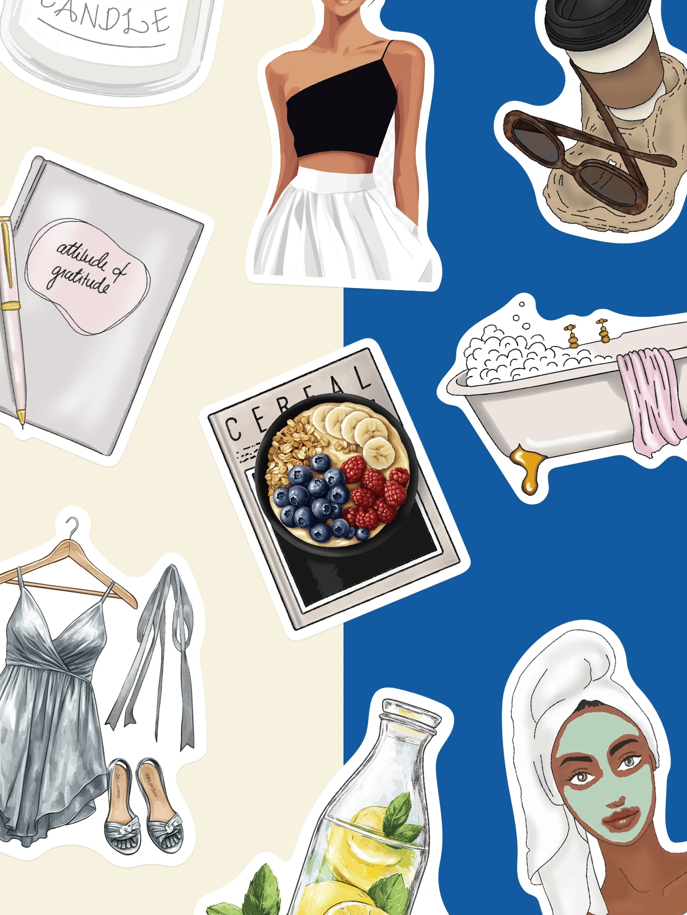 SCXXBSW 50 Stücke Clean Girl Ästhetik wasserfeste Aufkleber Set - Leicht ablösbare Aufkleber für Handyhülle, Kosmetikaufbewahrung, Koffer & Scrapbooking, Laptop, Gepäck & DIY Bastelbedarf, lustige Aufkleber Laptop Aufkleber Kindle Handyaufkleber - Verschiedenfarbig - Übersicht 1