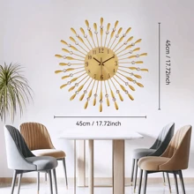 1pc 14.96 Inch Modern Metal Wall Clock, Ideal For Living Room, Kitchen, Dining Room, Bedroom And Office Decor, Non-Ticking And Easy To Read Silent Operation,Home Decor ,Room Decor Gifts Birthday Graduation Clock Wall Bedroom Decor Dormitory Decor Back To School - Gold - View 11
