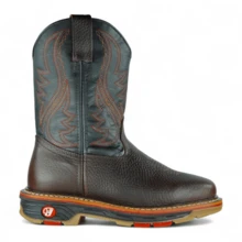 Bota de Trabajo Industrial, Estilo Vaquero de Rodeo Bordada de Premium, Plantilla Anti-fatiga, Suela TPU Acojinada Duradera, Apache By ACM Boots - Café integral - Ver 5