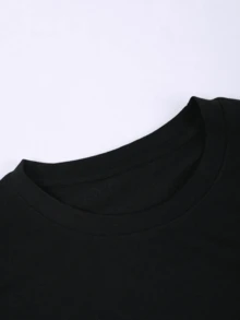 罗纹 100% 纯棉男女通用 T 恤，休闲浣熊和星空卡通英文印花短袖 T 恤，舒适柔软，男女皆宜